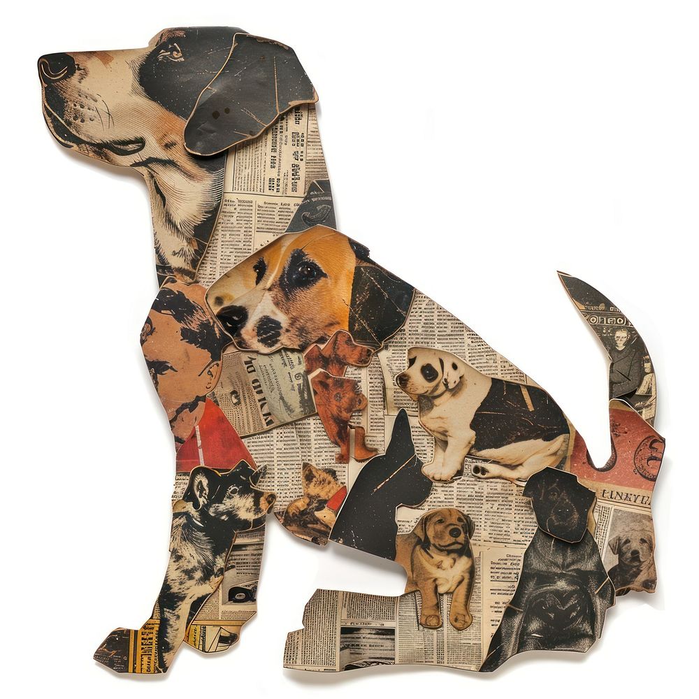 Dog shape collage cutouts animal mammal hound.