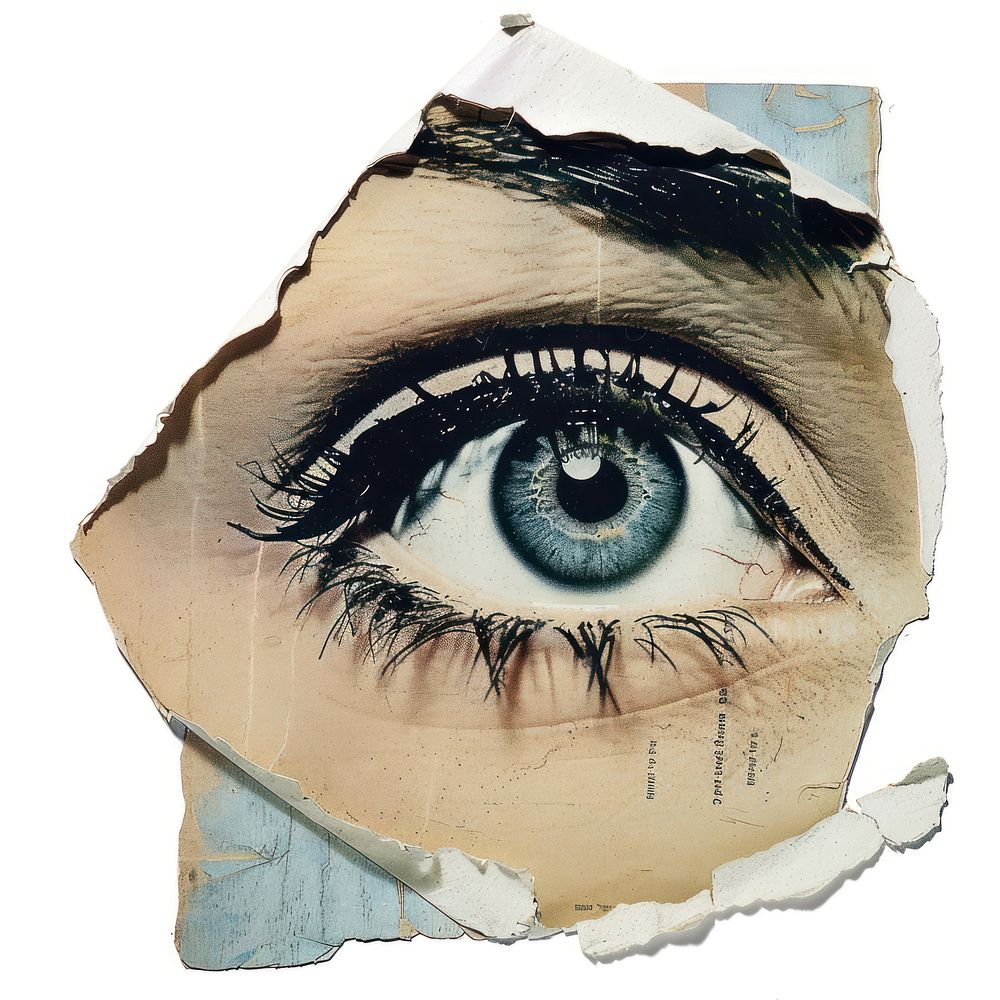 Eye collage cutouts drawing sketch art.