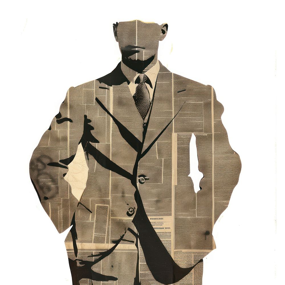 Man business collage cutouts adult tie white background.