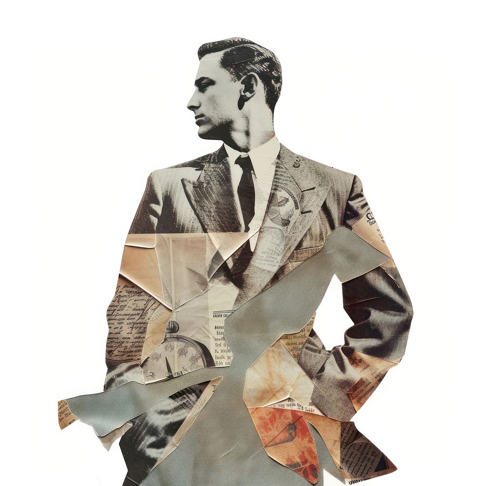 Man business collage cutouts fashion adult art.