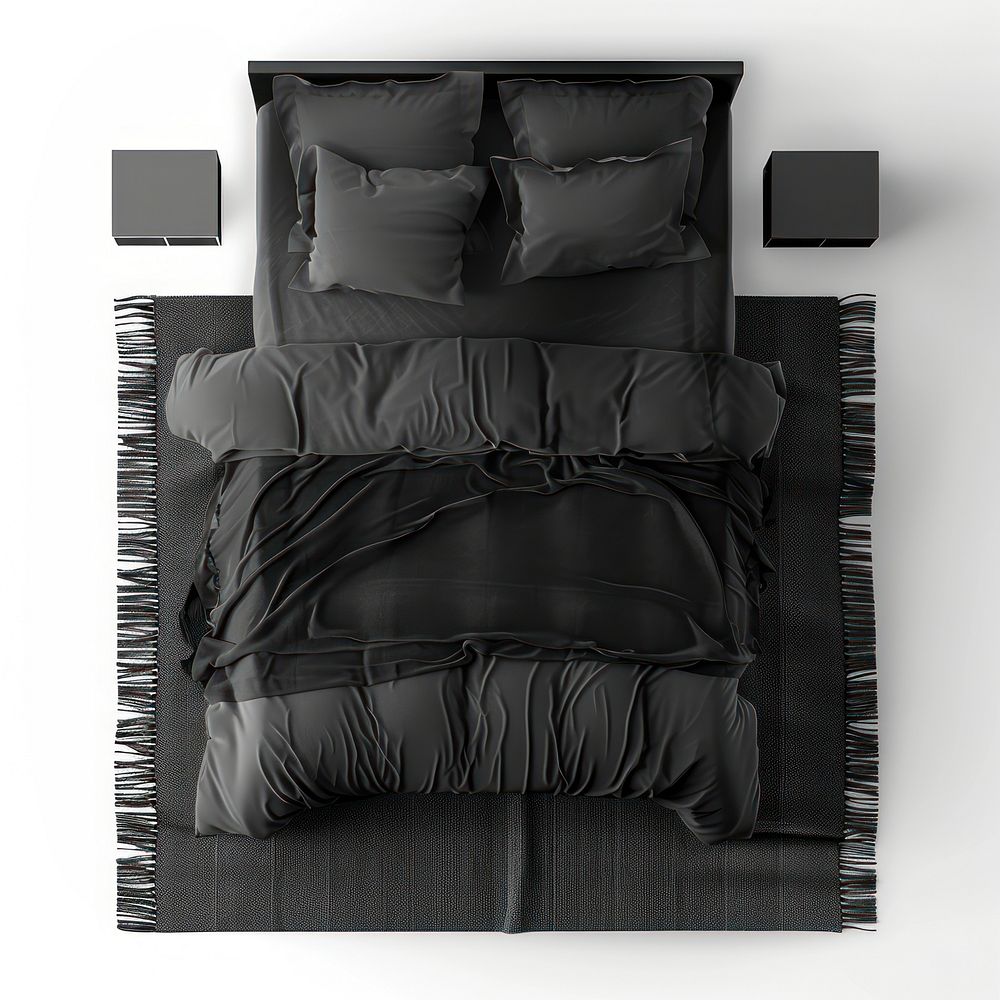 A bedroom furniture black white background.