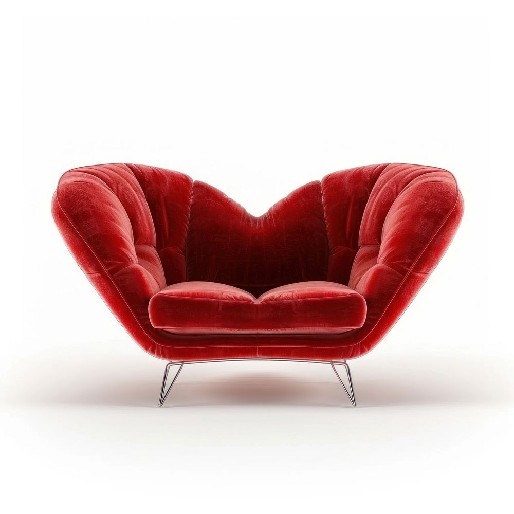 Red heart shape sofa furniture armchair cushion.