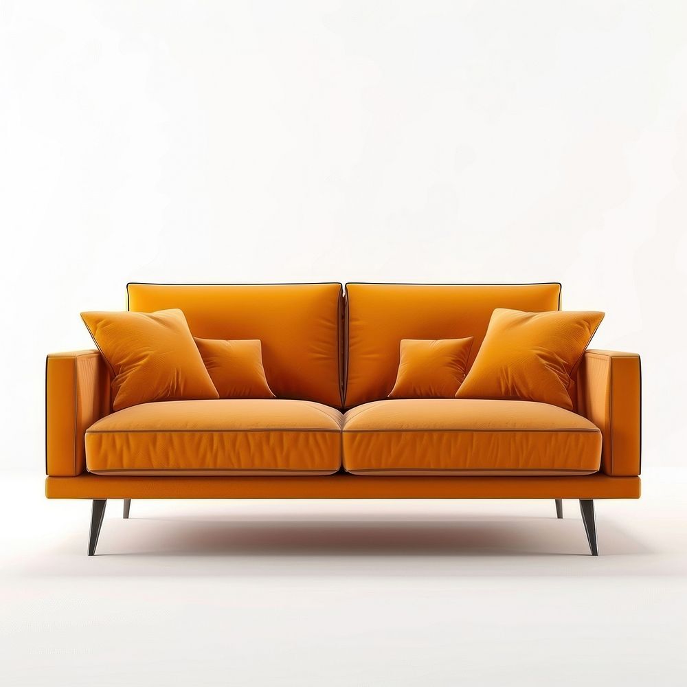 Orange sofa furniture cushion pillow.