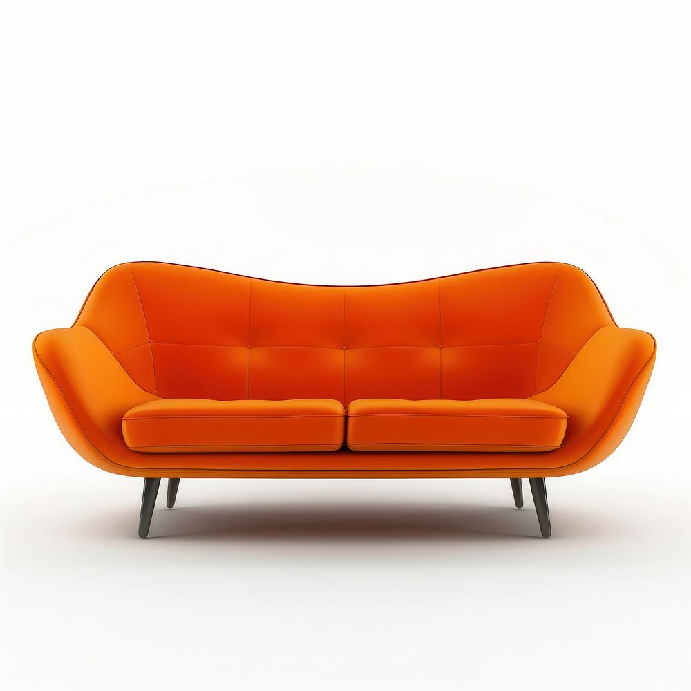 Orange sofa furniture chair white background.