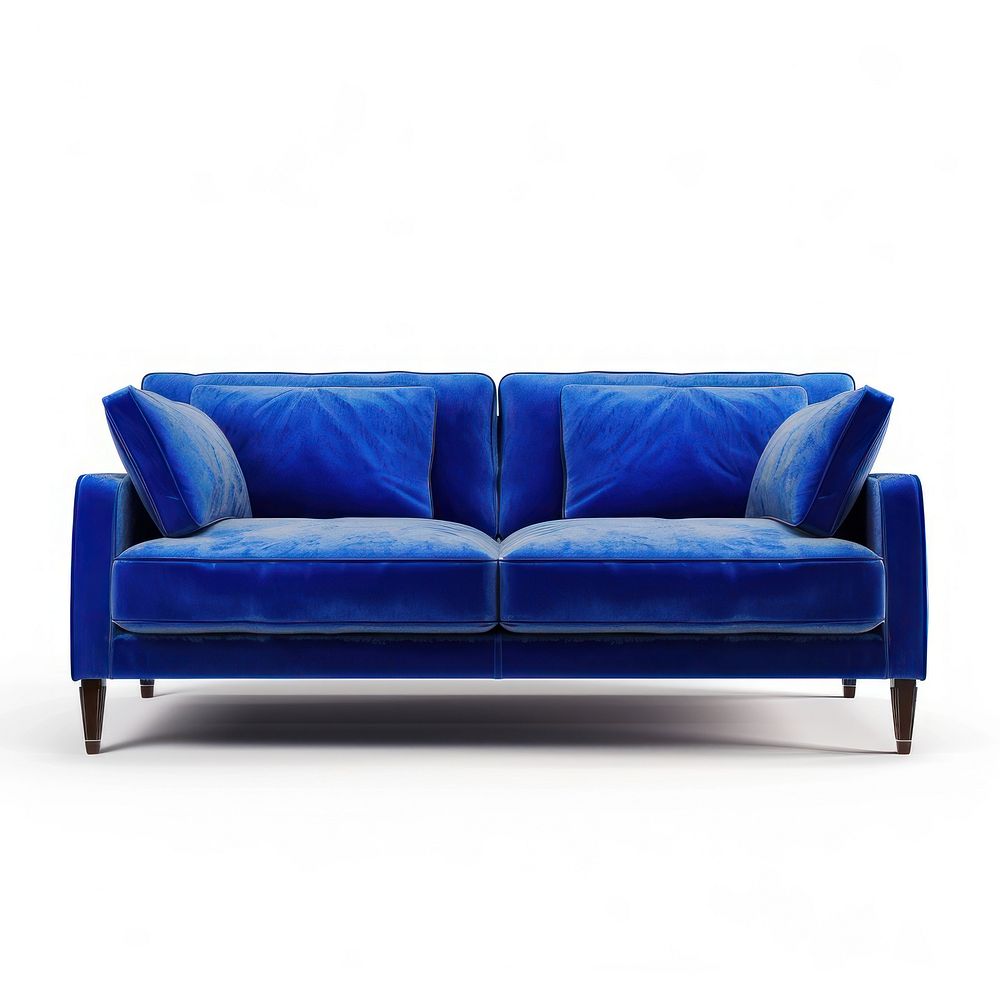 Blue sofa furniture cushion white background.