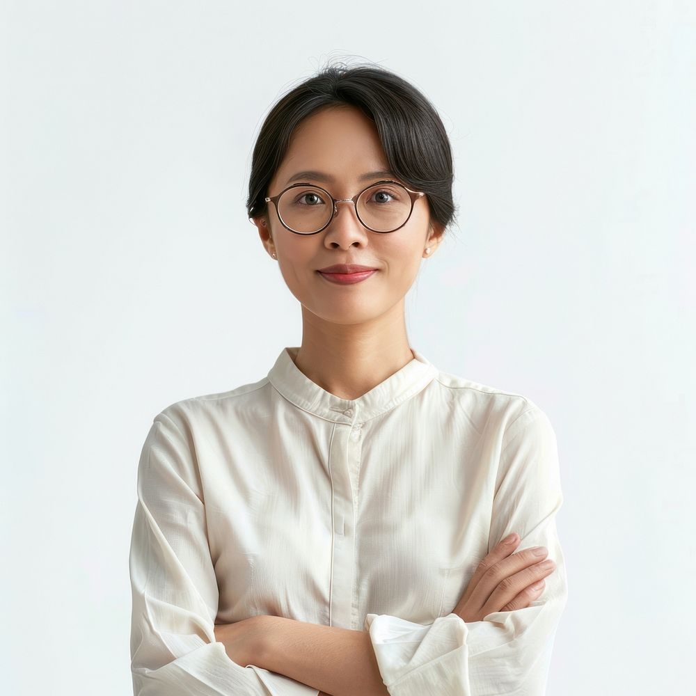 Asian teacher happy portrait blouse adult.