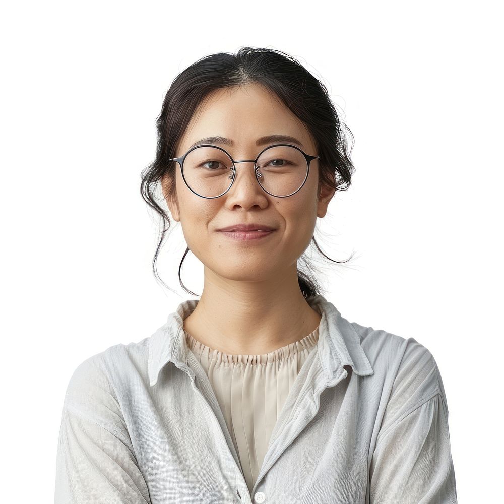 Asian teacher happy portrait glasses adult.