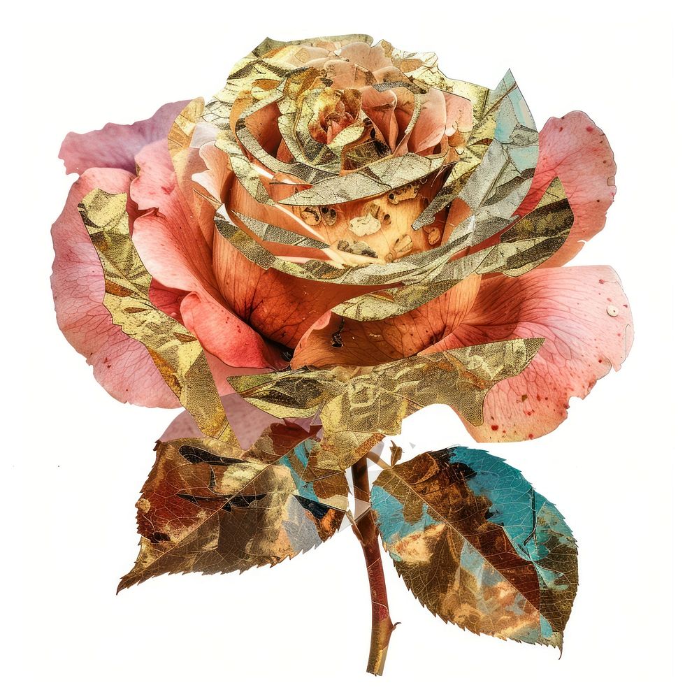 Rose shape collage cutouts flower petal plant.