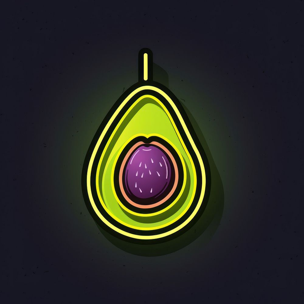 Avocado icon night line illuminated.