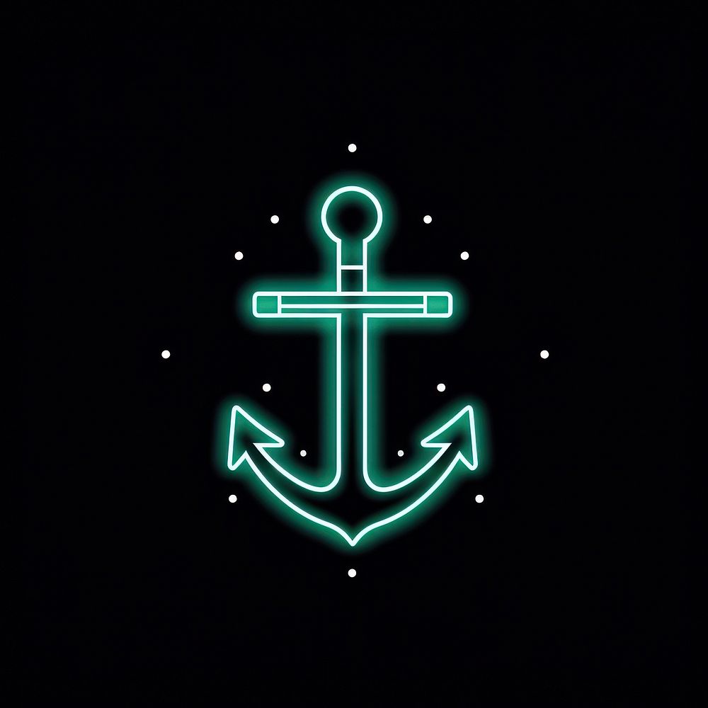 Anchor icon symbol line neon.