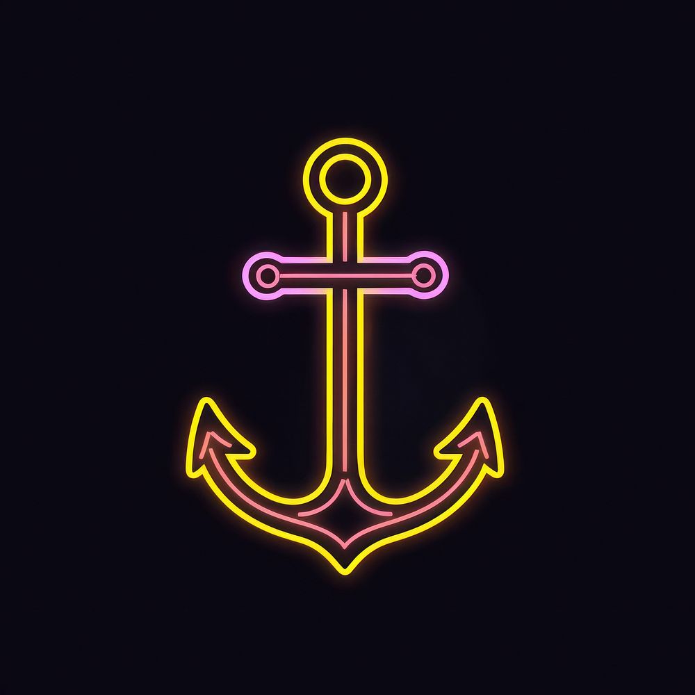 Anchor icon symbol line neon.