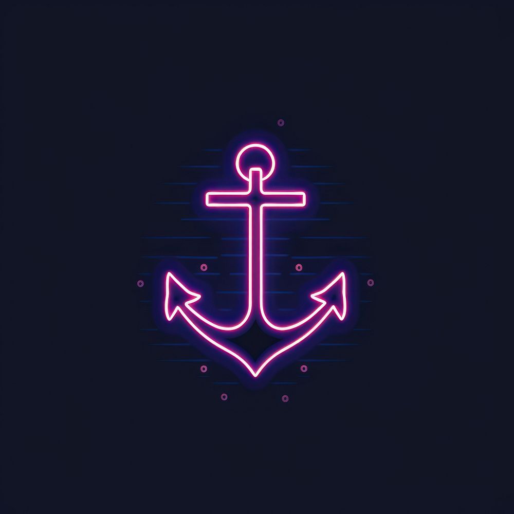 Anchor icon symbol line neon.