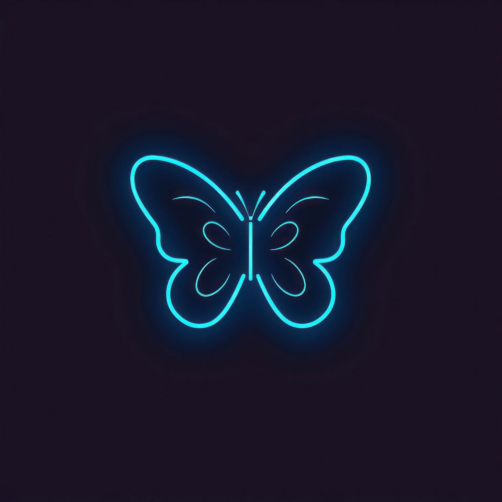 Butterfly icon neon nature light.