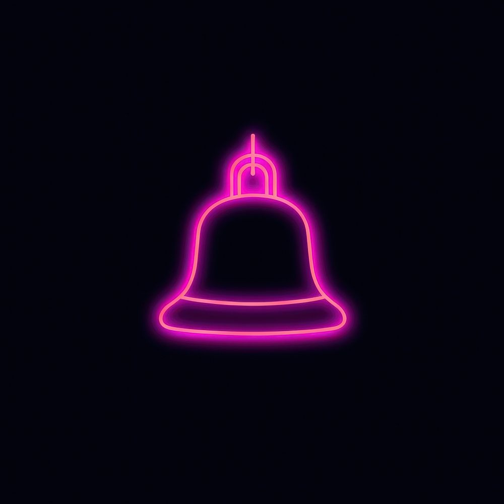 Bell icon neon lighting purple.