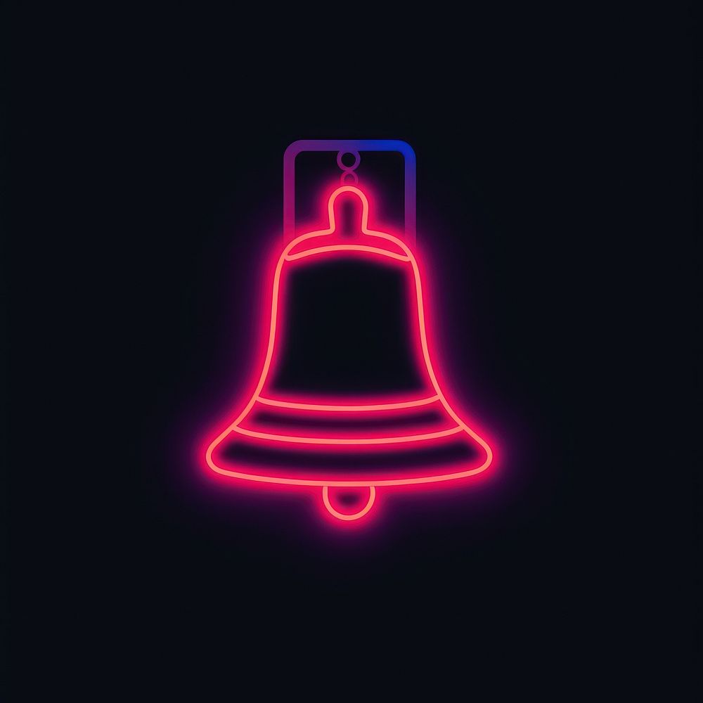 Bell icon neon light night.