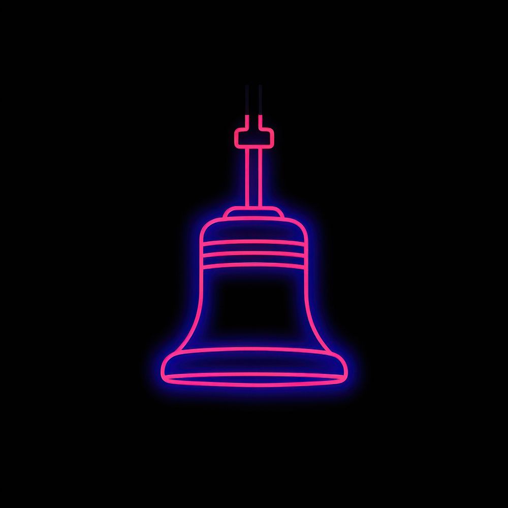 Bell icon neon light line.
