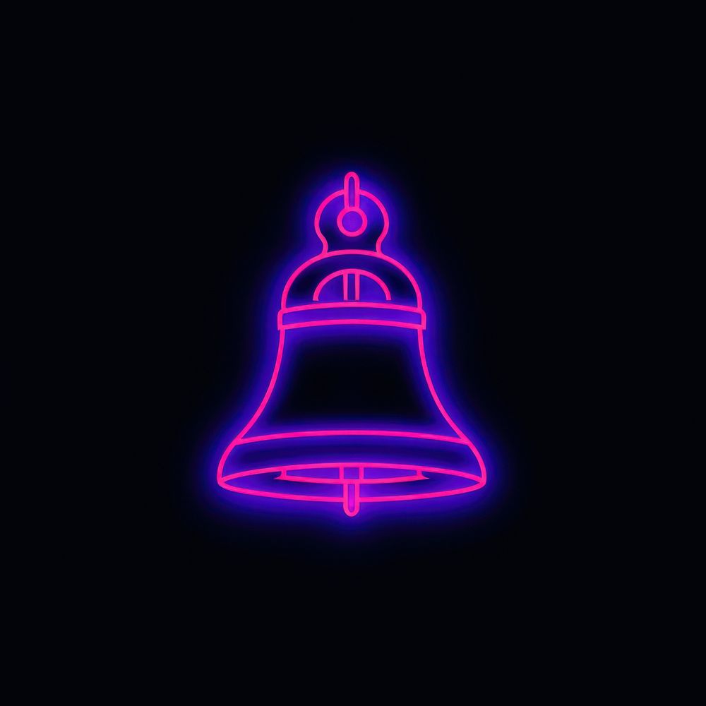 Bell icon neon light line.