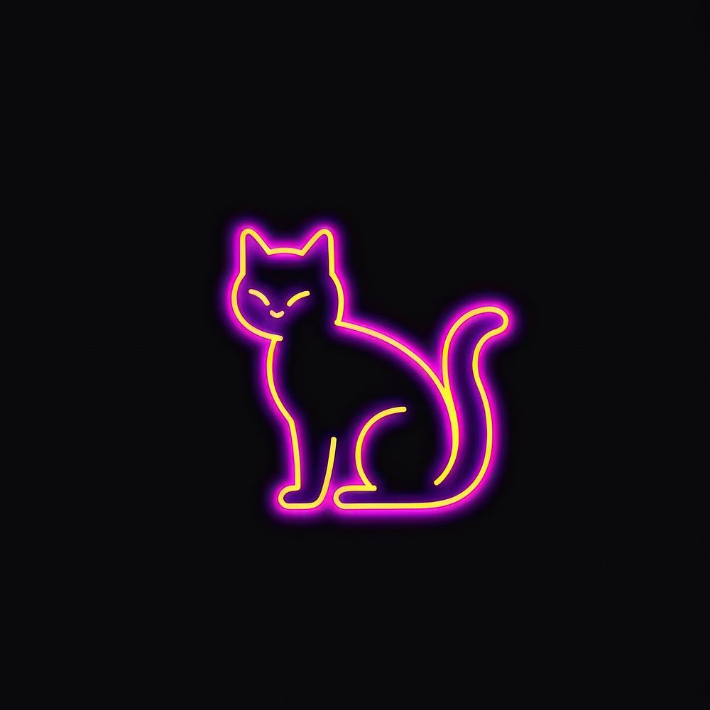 Cat icon neon animal mammal.