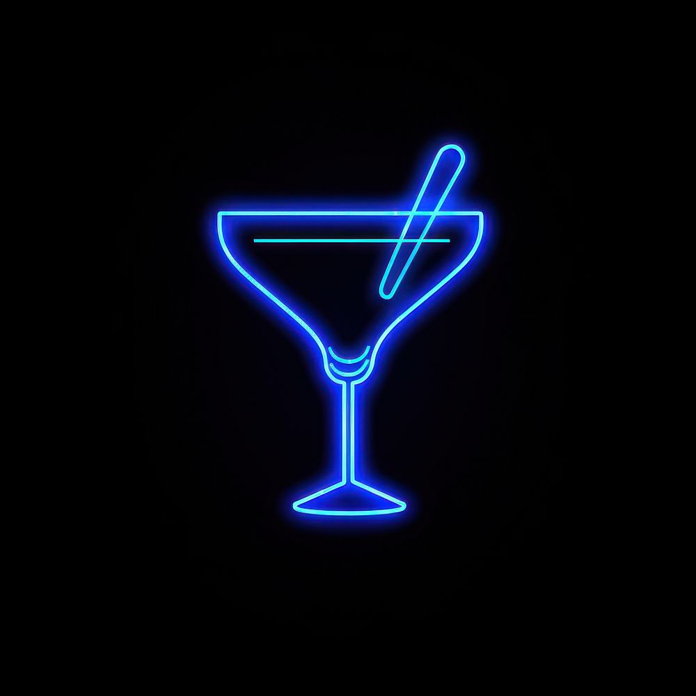 Cocktail icon neon lighting night.