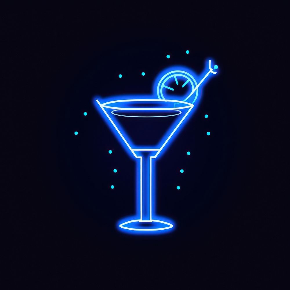 Cocktail icon neon lighting martini.