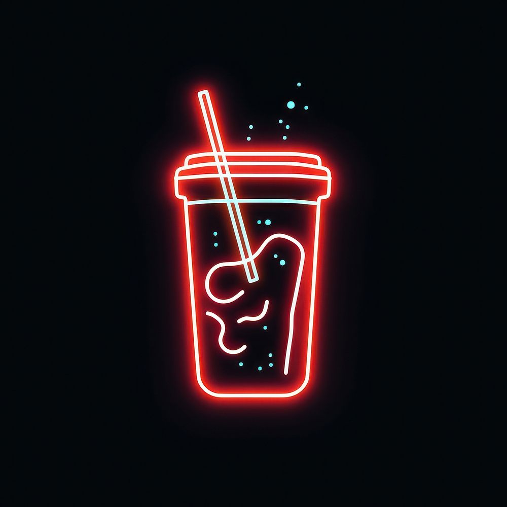 Cola icon neon drink light.