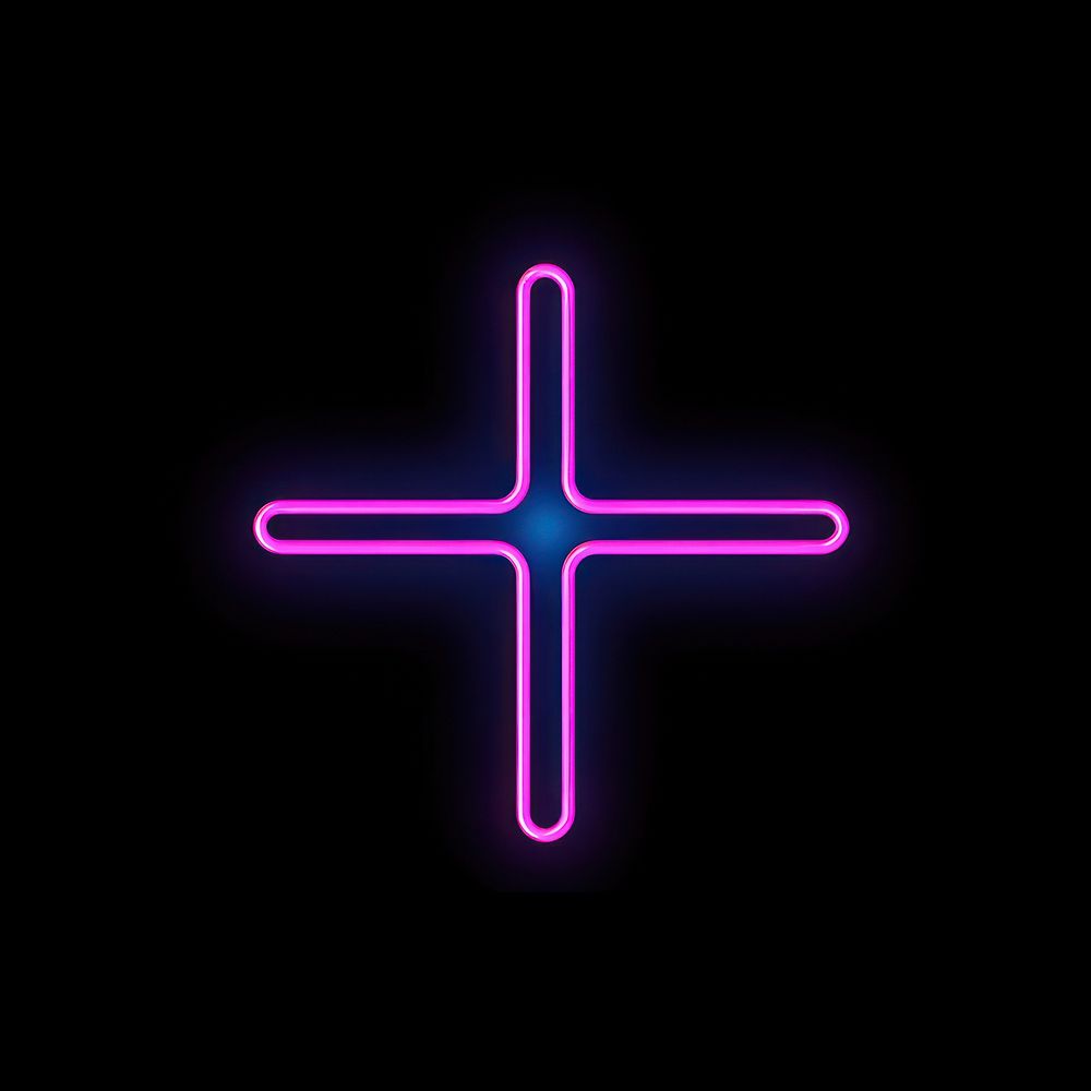 Crossaint icon neon symbol purple.