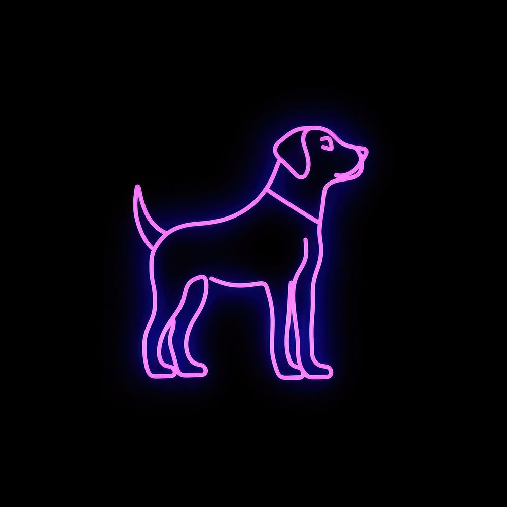 Dog icon neon animal purple.