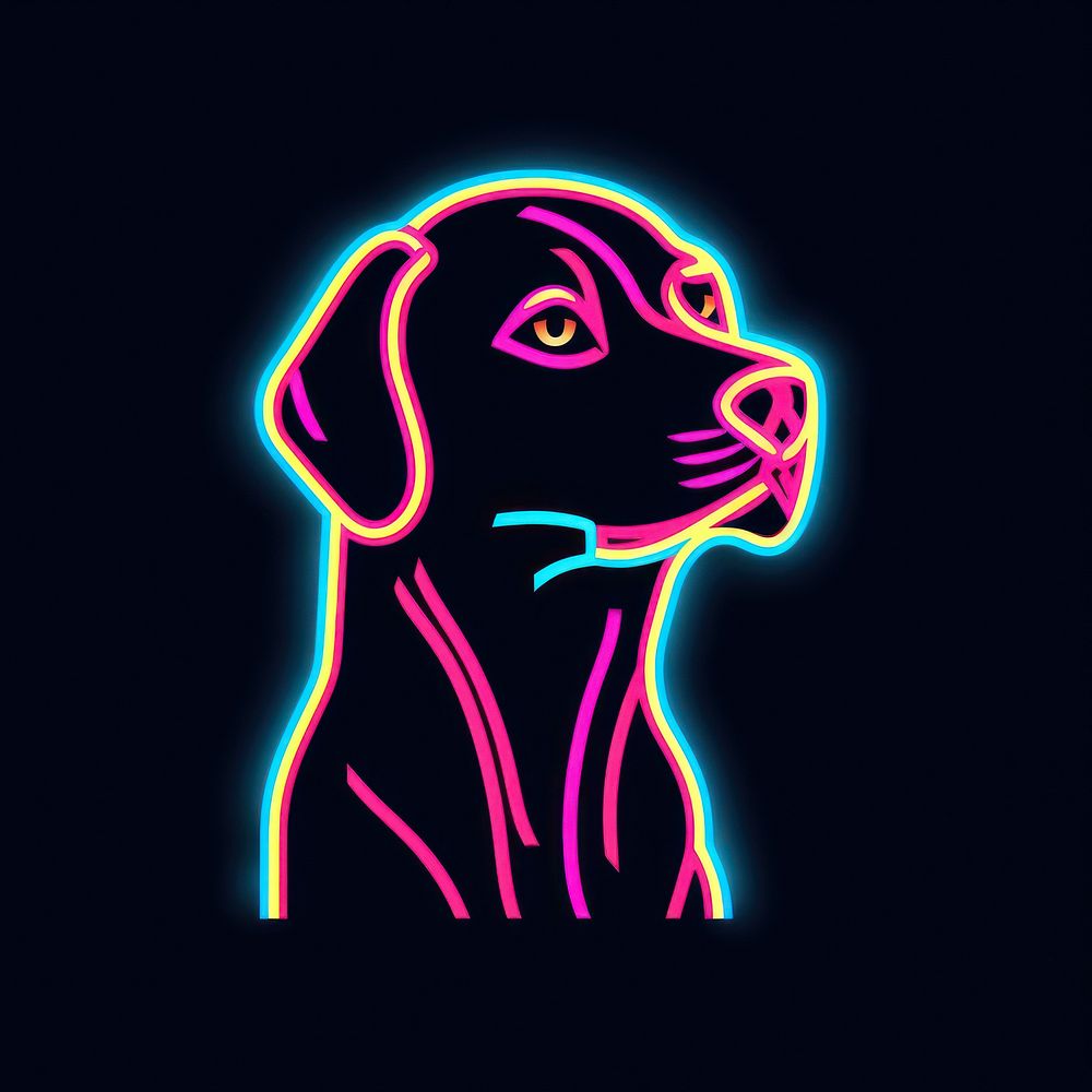 Dog icon neon purple line.