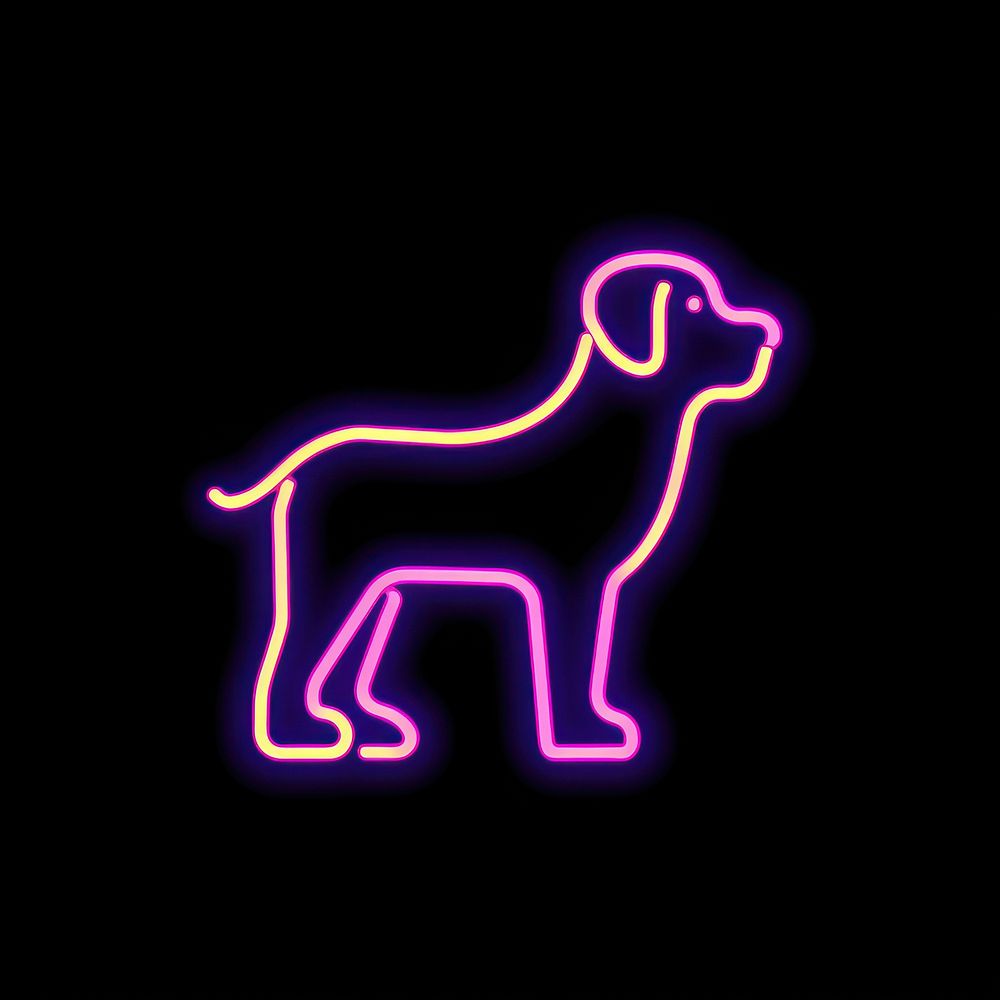 Dog icon neon light line.