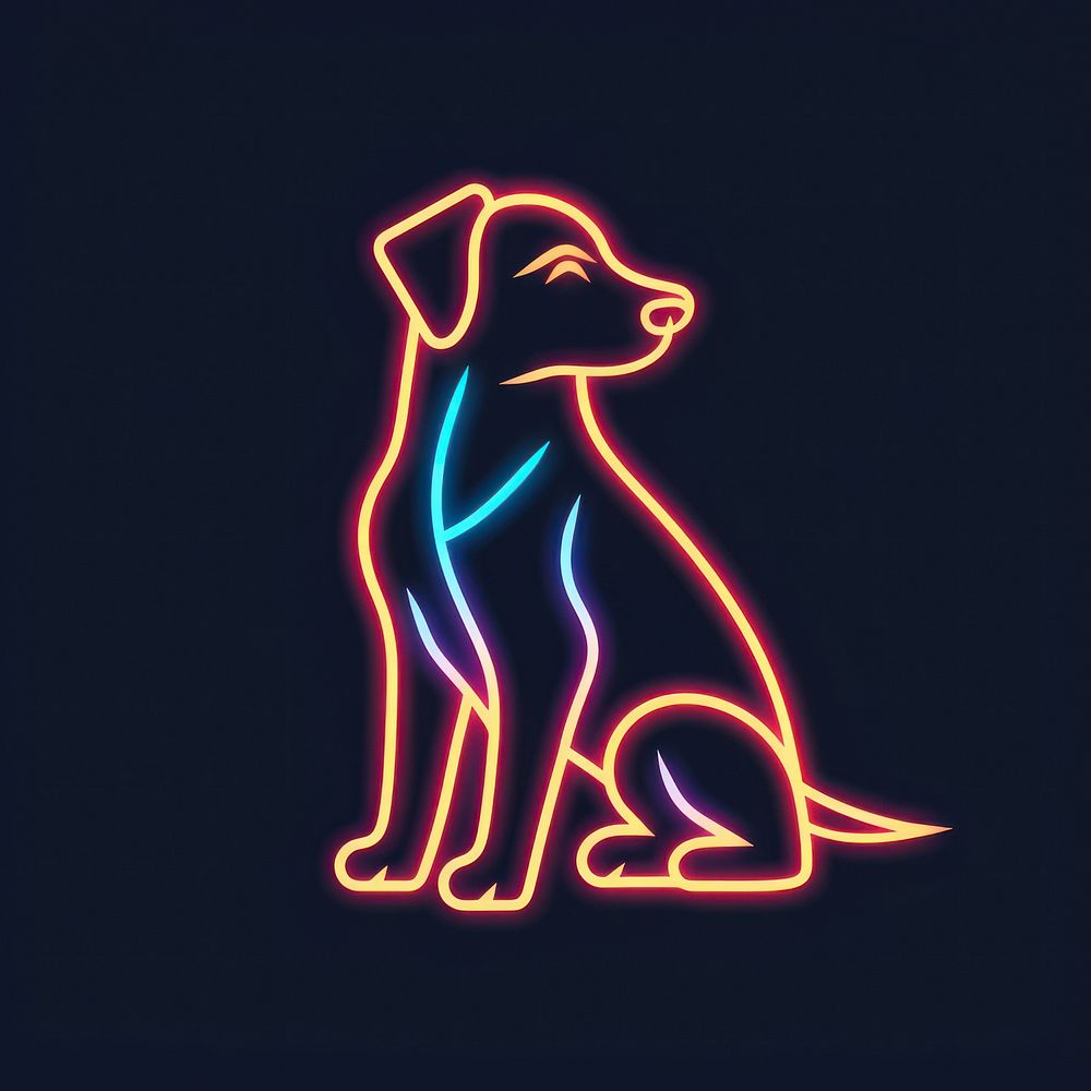 Dog icon neon animal light.