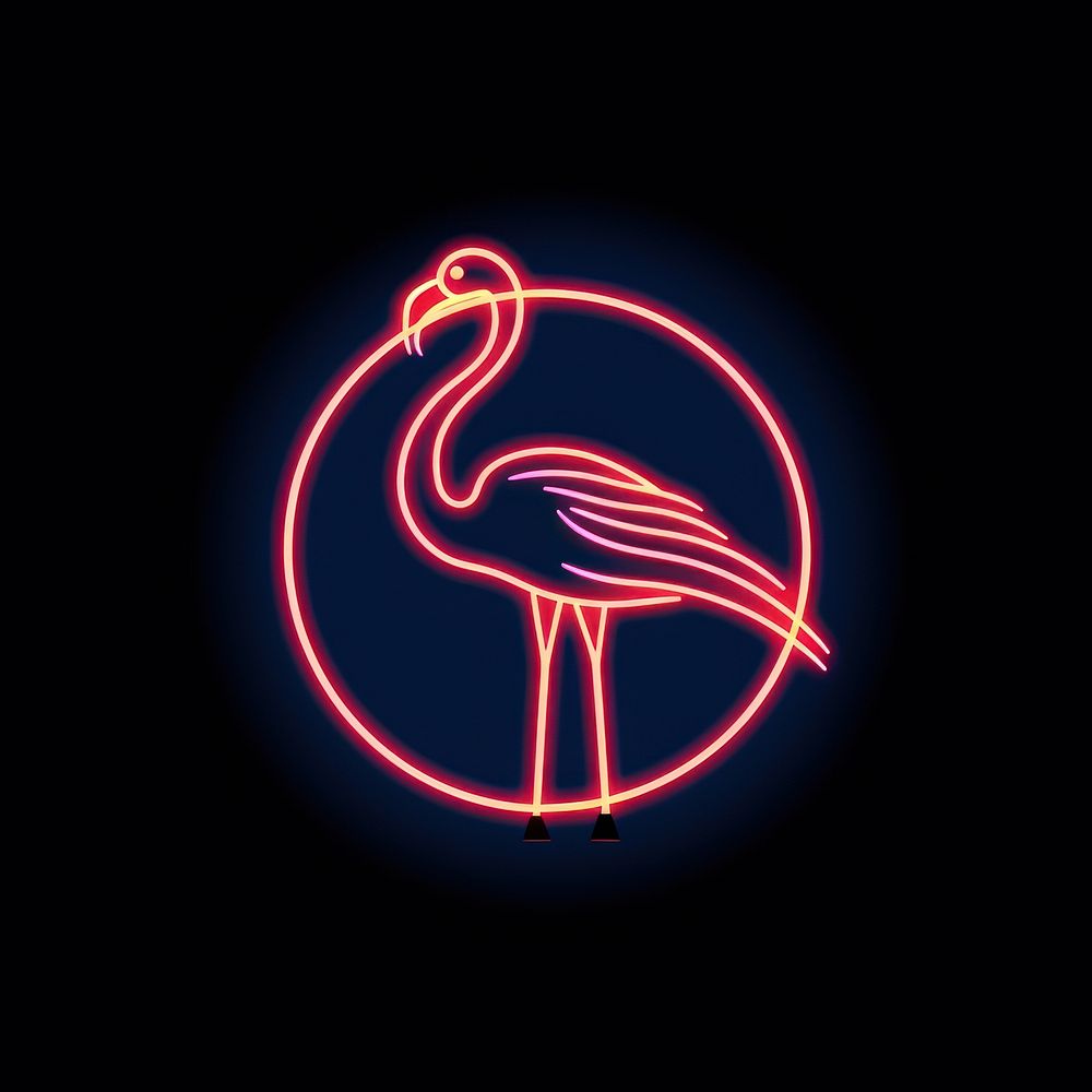 Flock icon neon flamingo animal.