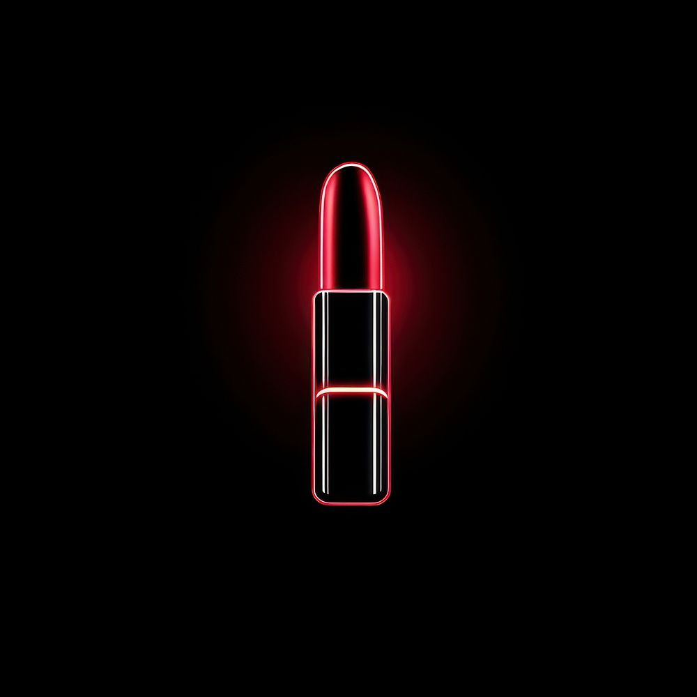 Lipstick icon neon red illuminated.
