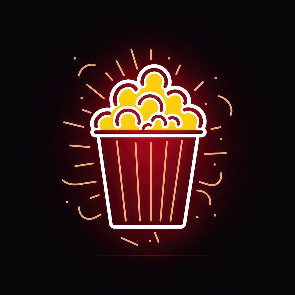 Popcorn icon yellow red illuminated.