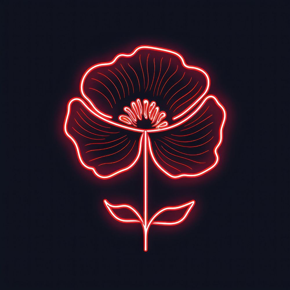 Poppy icon neon light red.