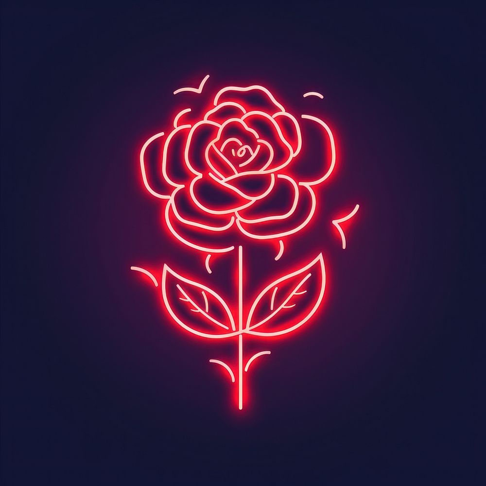 Rose icon neon nature light.
