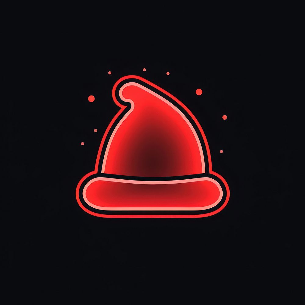 Santa hat icon line red illuminated.