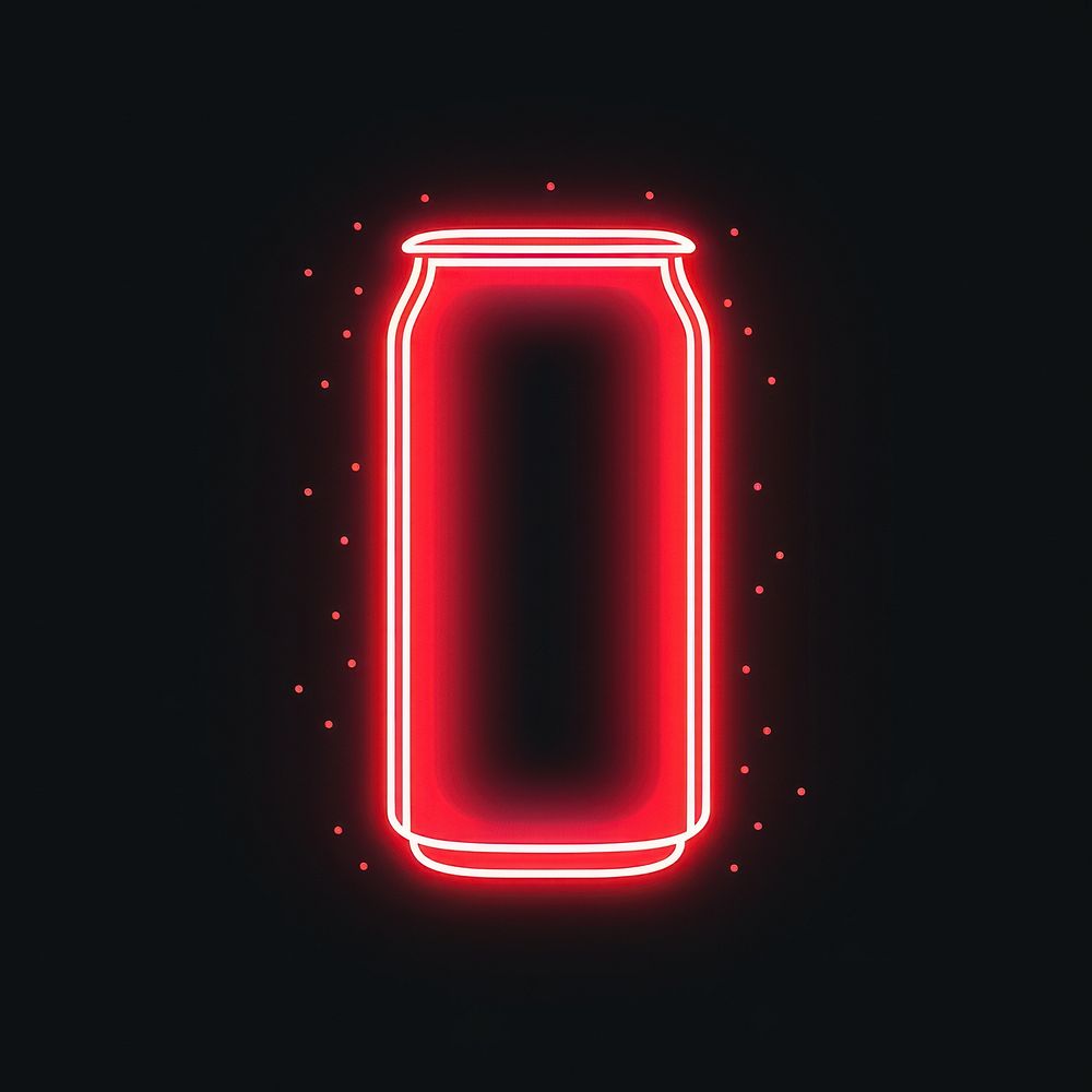 Soda can icon neon light red.