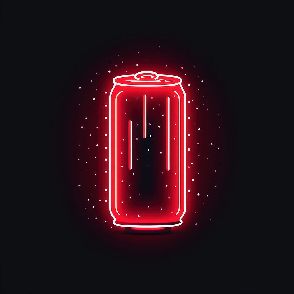 Soda can icon neon light red.