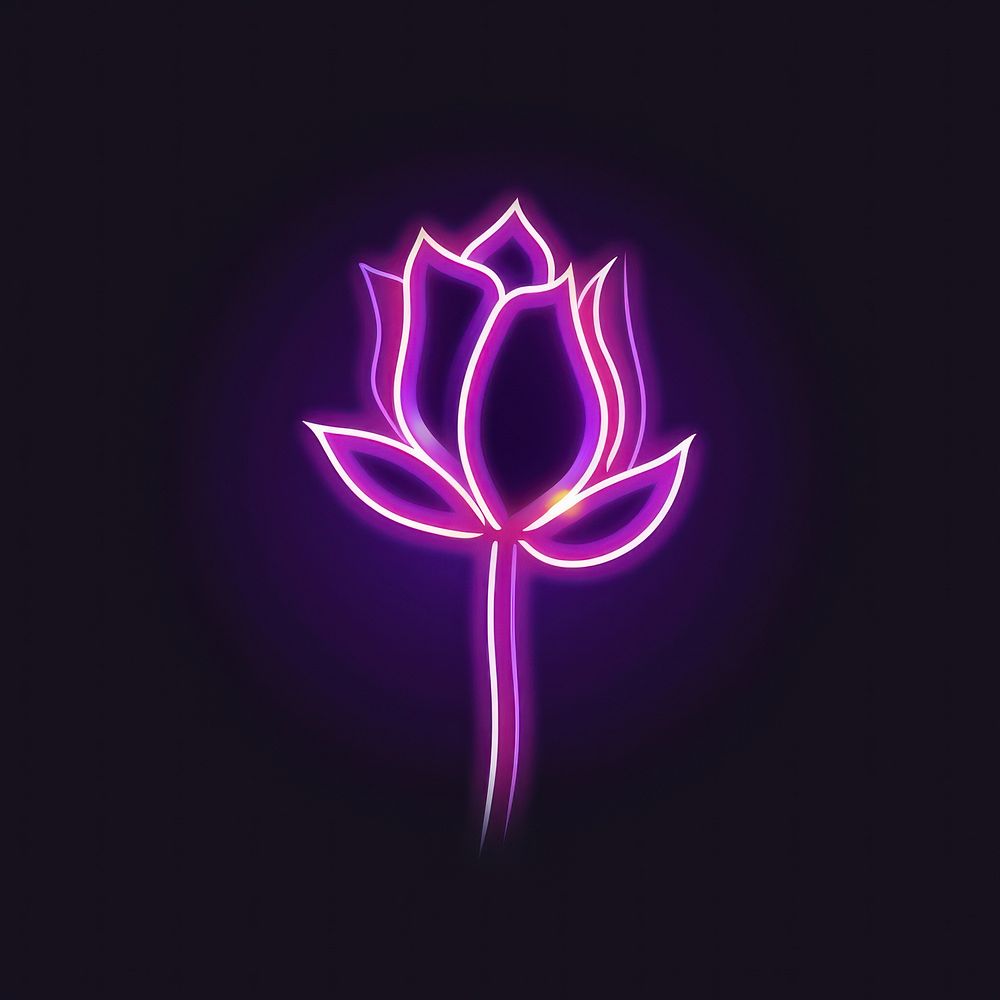 Tulip icon purple neon nature.