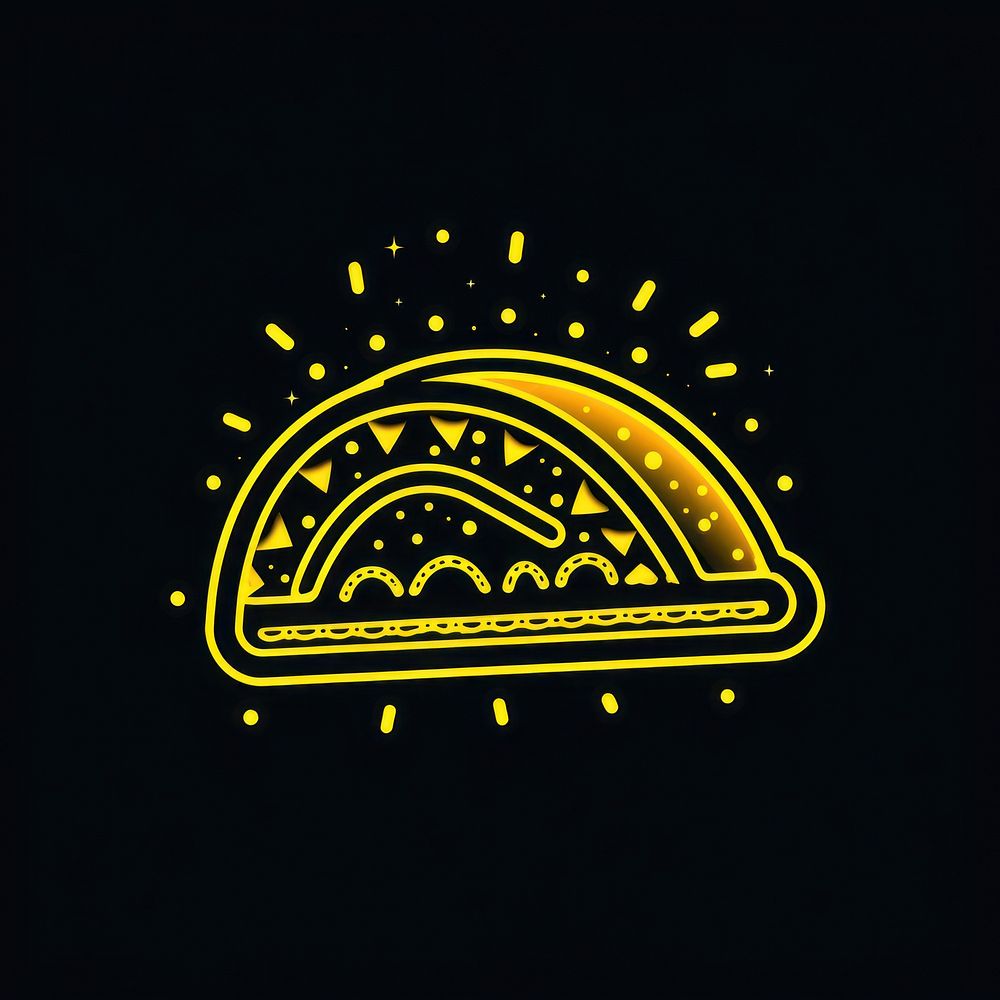 Taco icon yellow logo illuminated.