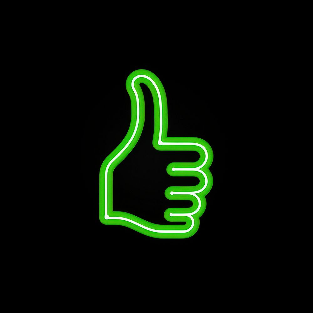 Thumbs up icon neon light line.