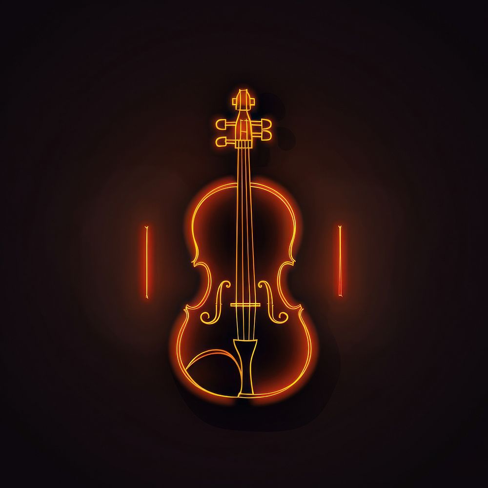 Violin icon light neon illuminated.