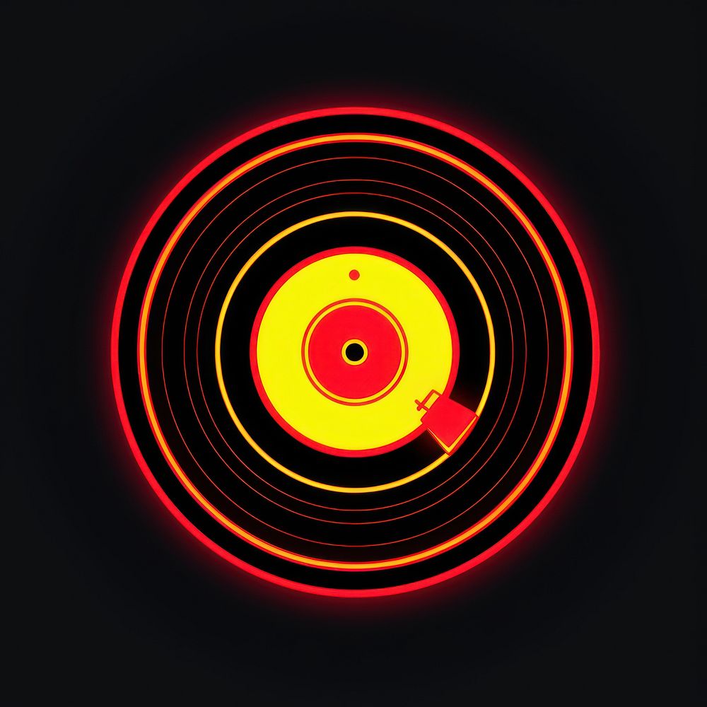 Vinyl icon yellow spiral line.
