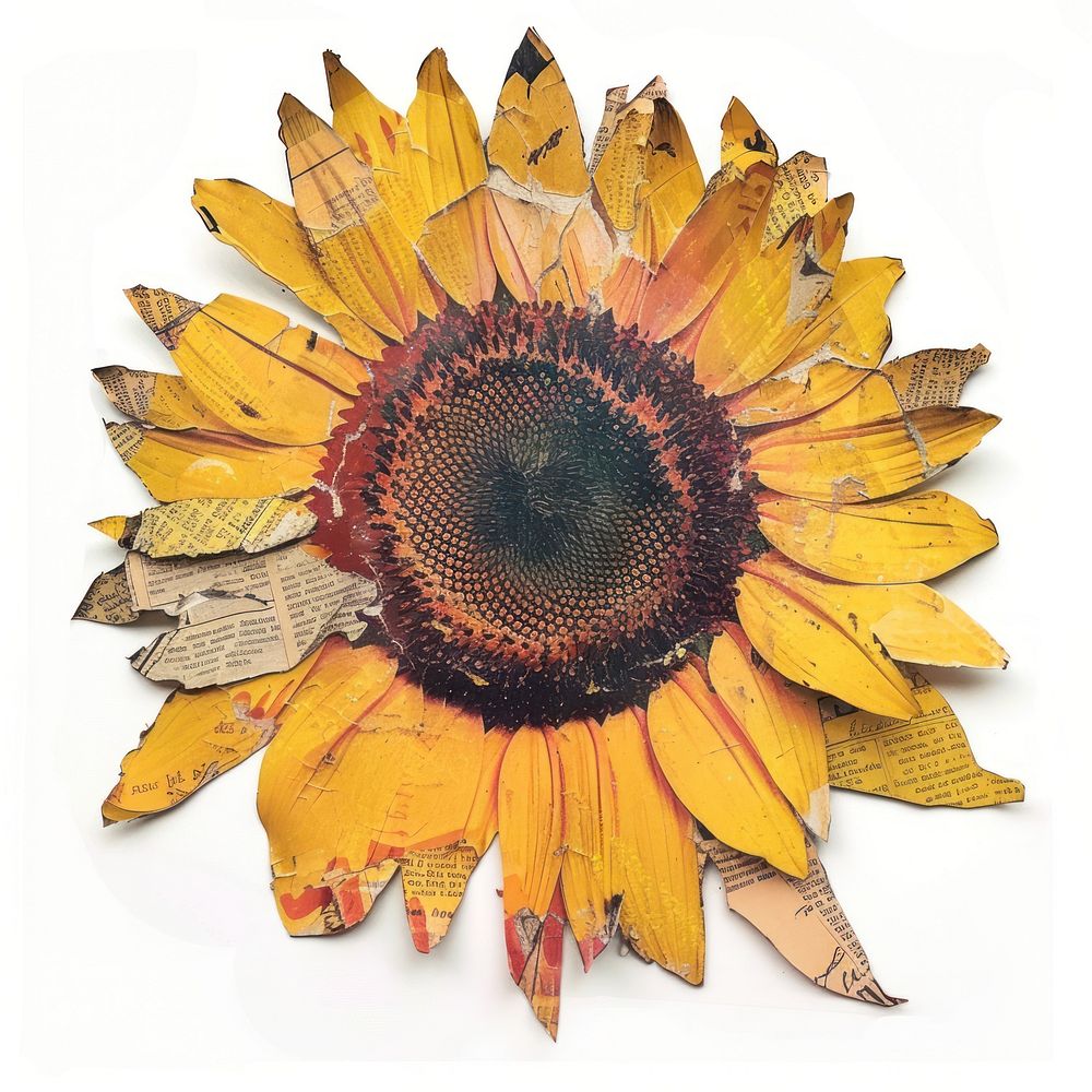 Sunflower shape collage cutouts plant white background inflorescence.