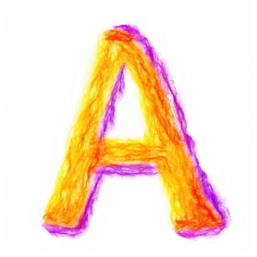 Alphabet A text drawing purple.