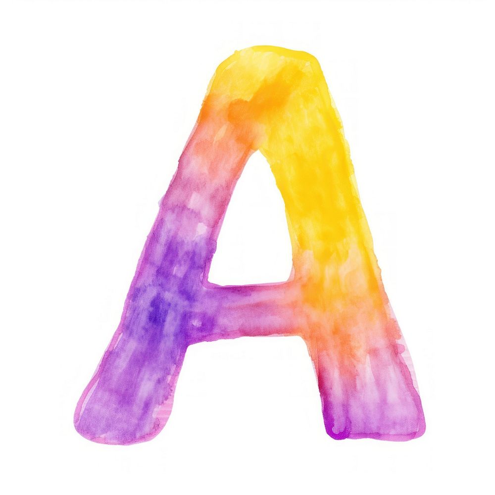 Alphabet A purple font text.