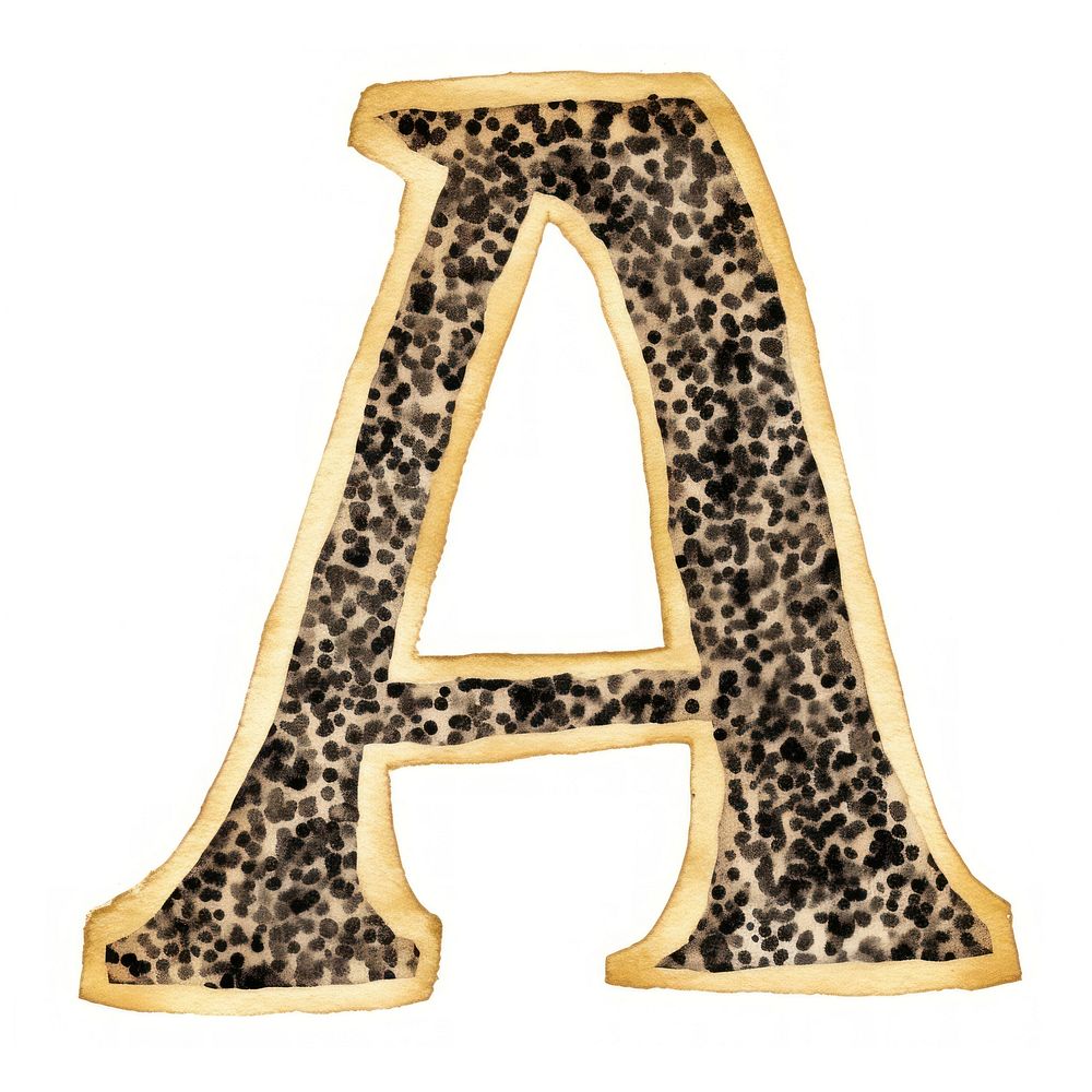Alphabet A ripped paper text font white background.