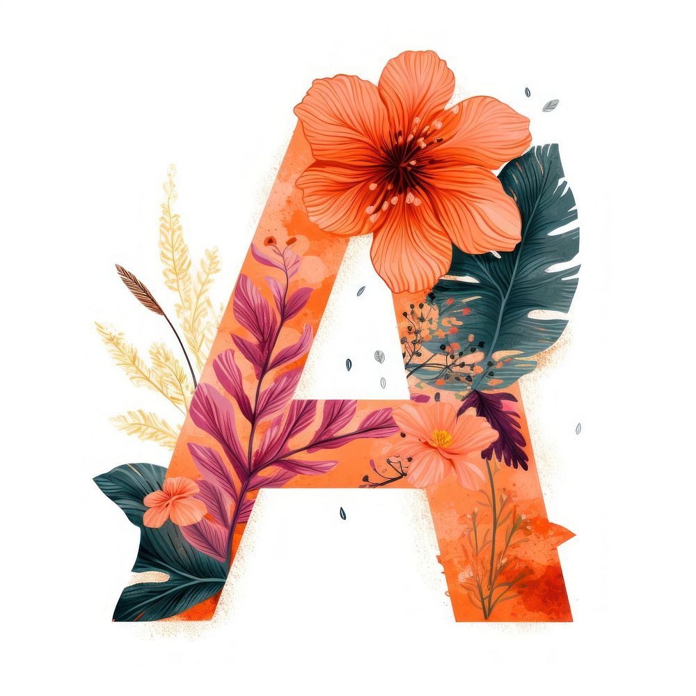 Alphabet A flower plant petal.