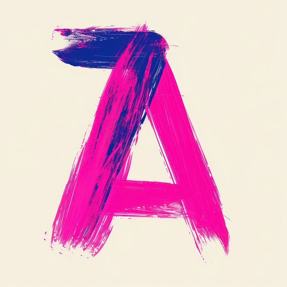 Alphabet A marker brush text purple font.