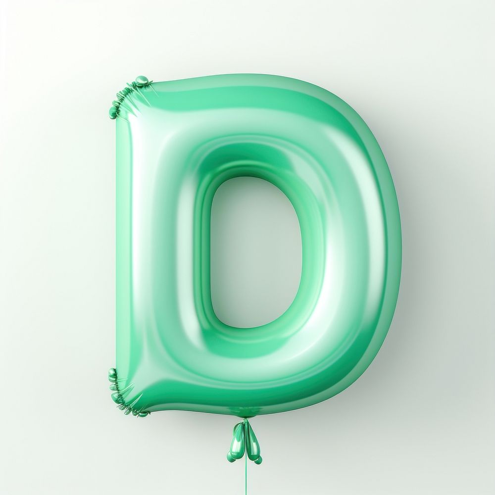 Inflated letter D balloon turquoise circle.